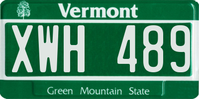 VT license plate XWH489
