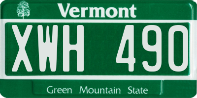 VT license plate XWH490