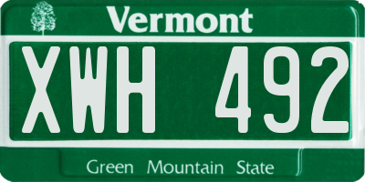VT license plate XWH492