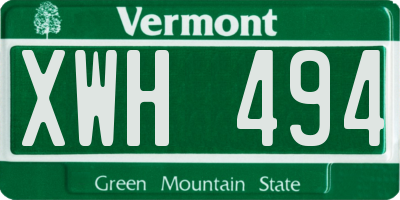 VT license plate XWH494