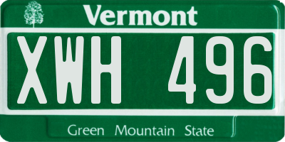 VT license plate XWH496