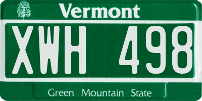 VT license plate XWH498