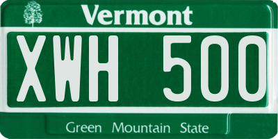 VT license plate XWH500