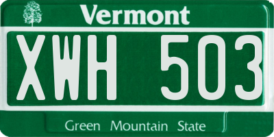 VT license plate XWH503