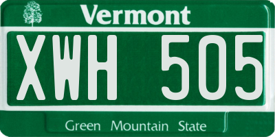 VT license plate XWH505