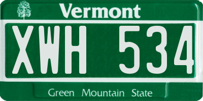 VT license plate XWH534