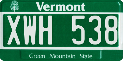 VT license plate XWH538