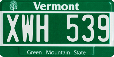 VT license plate XWH539
