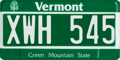 VT license plate XWH545