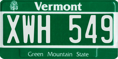 VT license plate XWH549