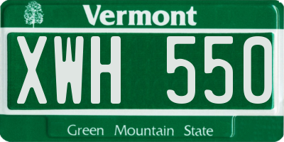 VT license plate XWH550