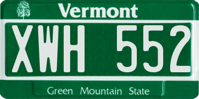 VT license plate XWH552