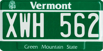 VT license plate XWH562