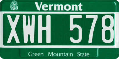 VT license plate XWH578