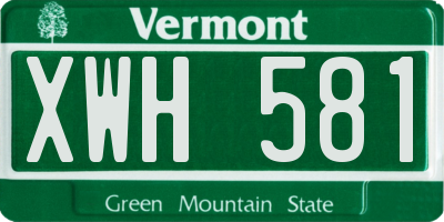 VT license plate XWH581