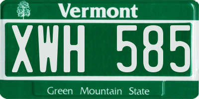 VT license plate XWH585