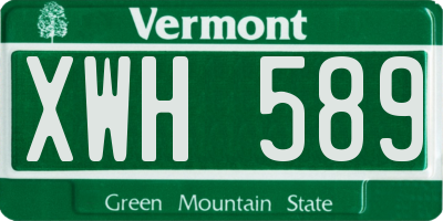 VT license plate XWH589