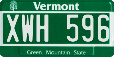 VT license plate XWH596