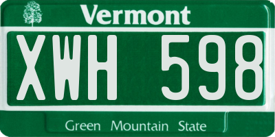 VT license plate XWH598