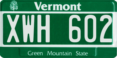 VT license plate XWH602