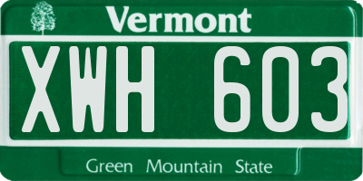VT license plate XWH603