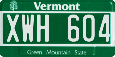 VT license plate XWH604