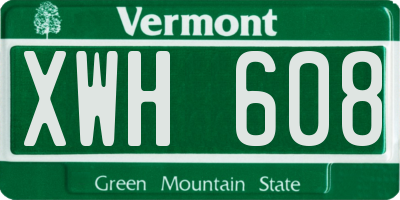 VT license plate XWH608