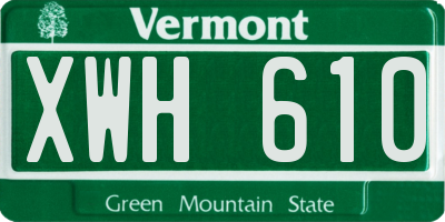 VT license plate XWH610