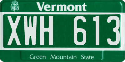 VT license plate XWH613