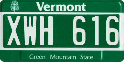VT license plate XWH616