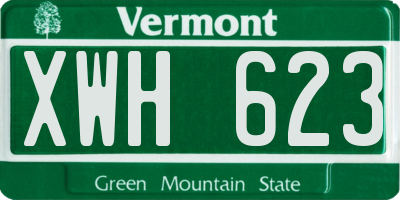 VT license plate XWH623