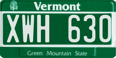 VT license plate XWH630