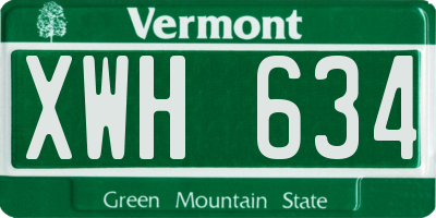 VT license plate XWH634