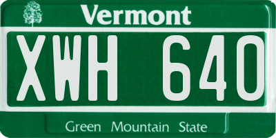VT license plate XWH640