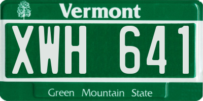 VT license plate XWH641