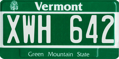 VT license plate XWH642