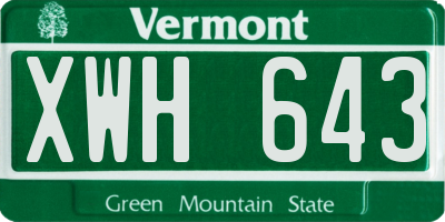 VT license plate XWH643