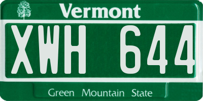 VT license plate XWH644