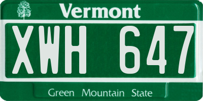 VT license plate XWH647