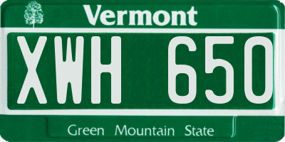 VT license plate XWH650