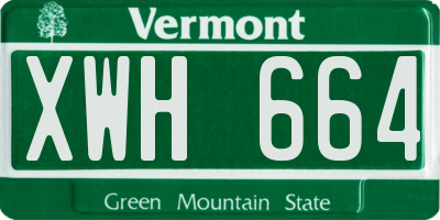 VT license plate XWH664