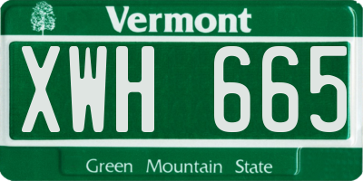 VT license plate XWH665