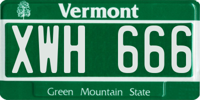 VT license plate XWH666