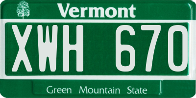 VT license plate XWH670