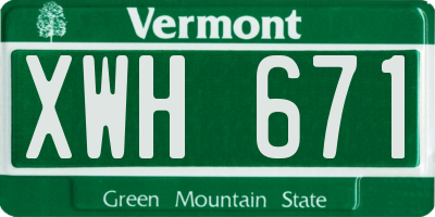 VT license plate XWH671