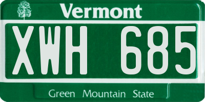 VT license plate XWH685