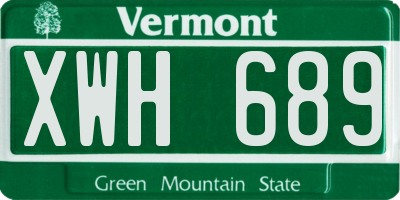 VT license plate XWH689