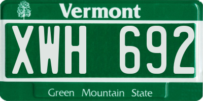 VT license plate XWH692