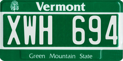 VT license plate XWH694