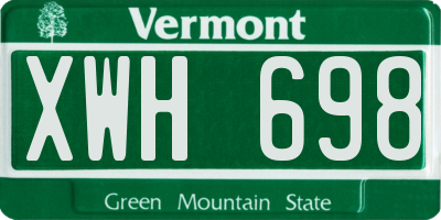 VT license plate XWH698